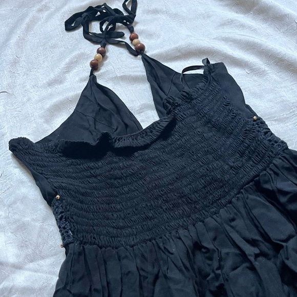 Santiki Black Beaded Halter Mini Dress - Picture 5 of 7